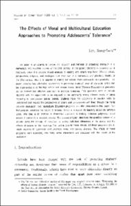 The Effects of Moral and Multicultural Education Approaches to Promoting Adolescents'tolerance